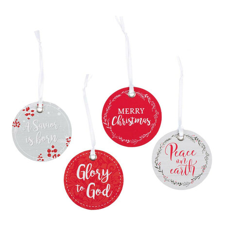 Kerst cadeau labels 16 stuks rond