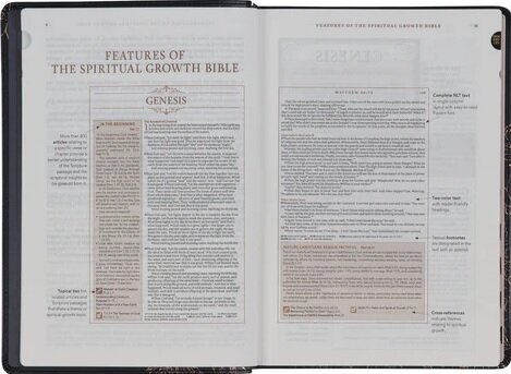 NLT Spiritual Growth Bible zwart bloemen