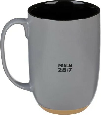 Mok My Strength and my Shield Psalm 28:7 400 ml grijs keramisch