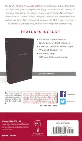 NKJV Thinline Reference Bible zwart