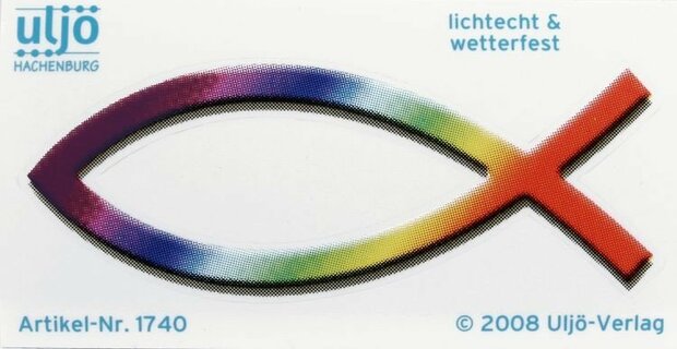 Sticker vis regenboogkleuren 9 cm