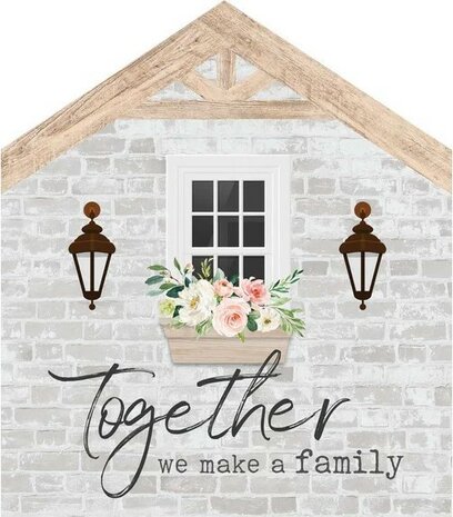 Tabletop Together we make a family 13,5 x 15 cm huis