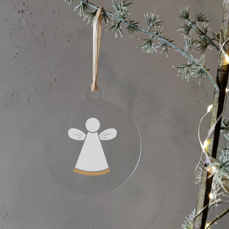 Plexiglashanger met witte tekst kerstboom