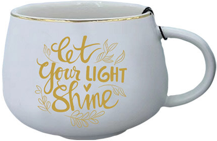 Mok Let your light shine 260 ml keramisch wit/goud