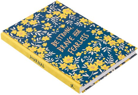 Journal Be strong, brave and fearless hardcover gele bloemen