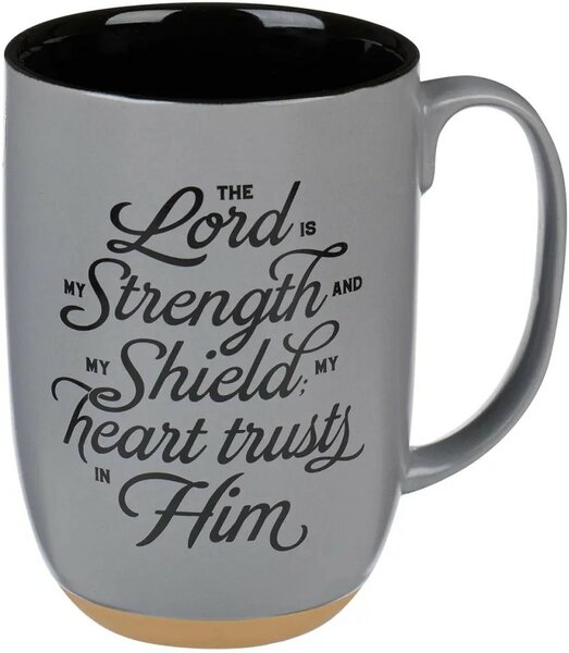 Mok My Strength and my Shield Psalm 28:7 400 ml grijs keramisch