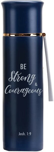 Thermosfles Be strong &amp; courageous 480 ml donkerblauw