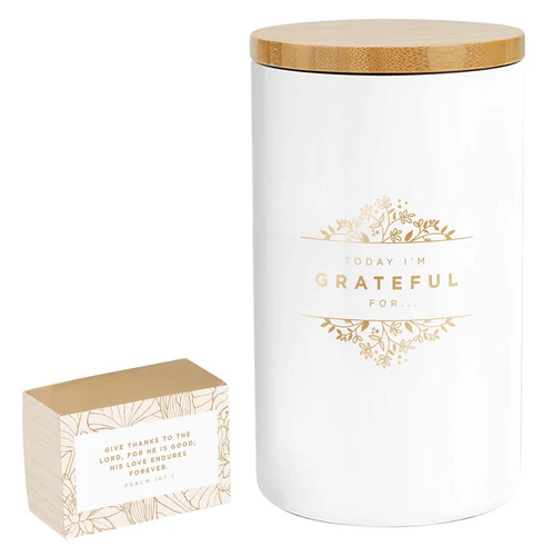 Gratitude Jar + kaarten Grateful goud+wit