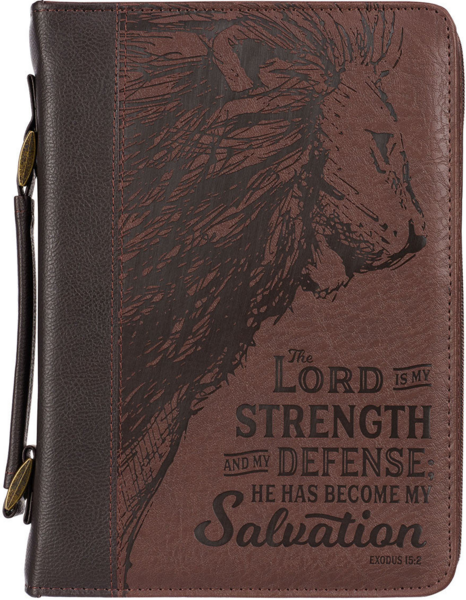 Bijbelomslag The Lord is my Strength XL bruin 203x283x54 mm