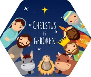 Wandbord Christus is geboren honingraat 15 cm